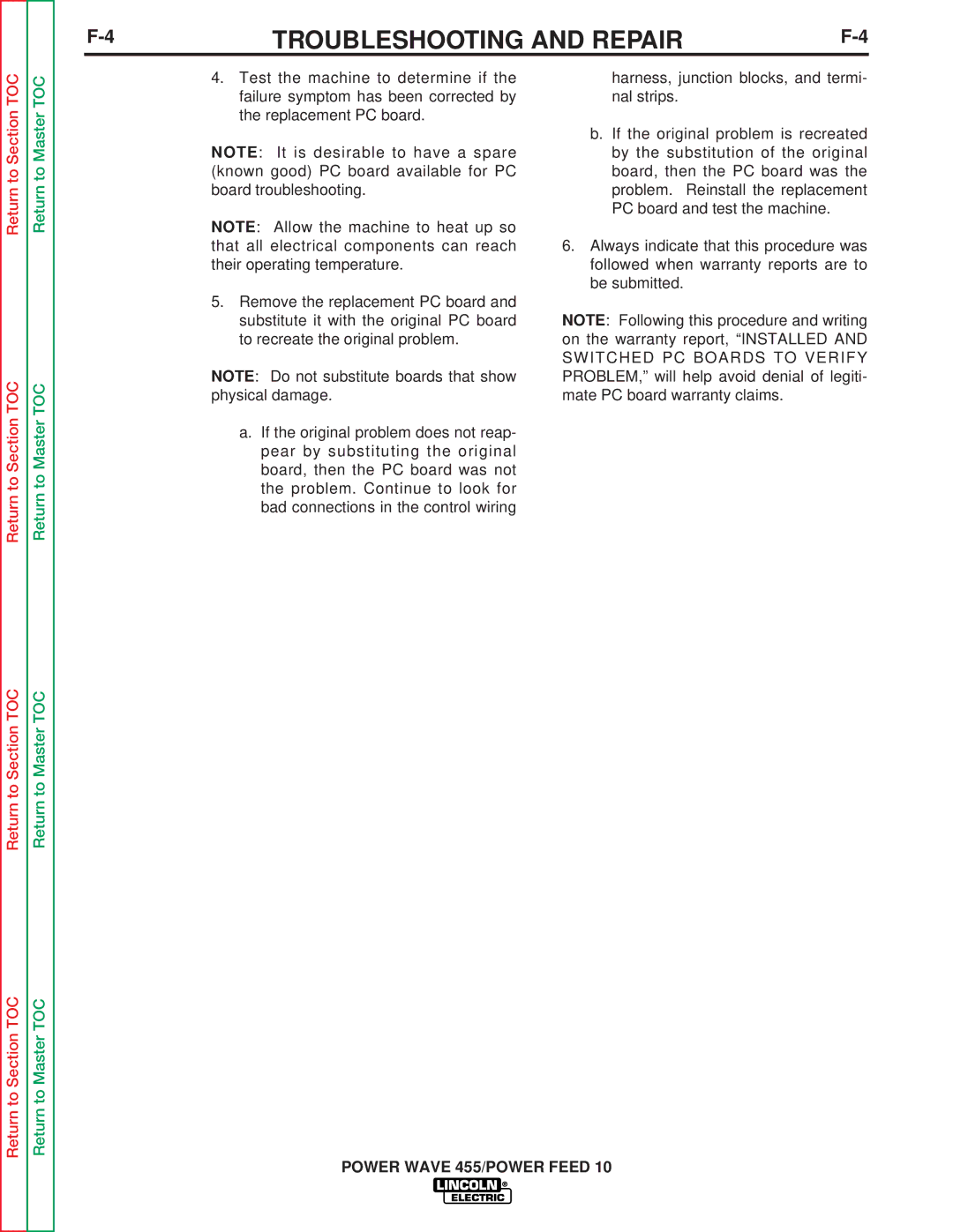 Lincoln Electric SVM135-B service manual Troubleshooting and Repair 