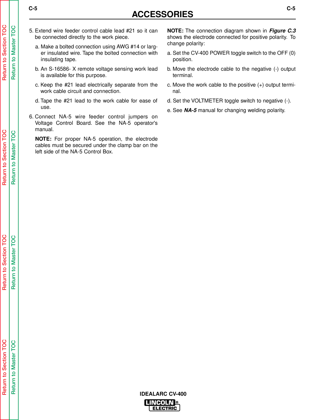 Lincoln Electric SVM136-A service manual Accessories 