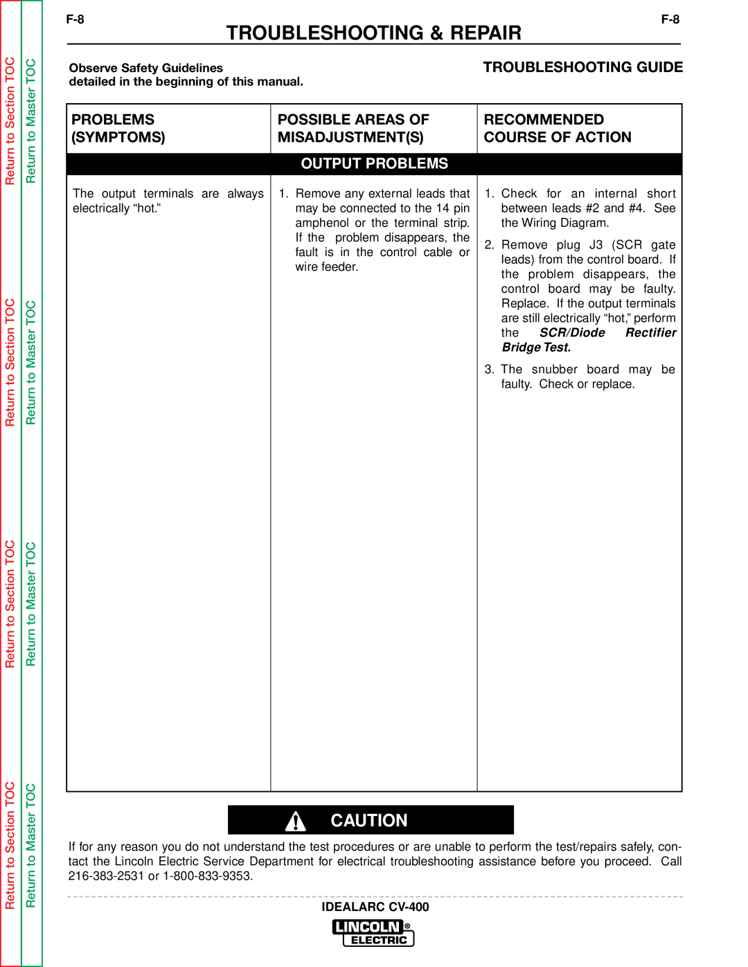 Lincoln Electric SVM136-A service manual SCR/Diode Rectifier Bridge Test 