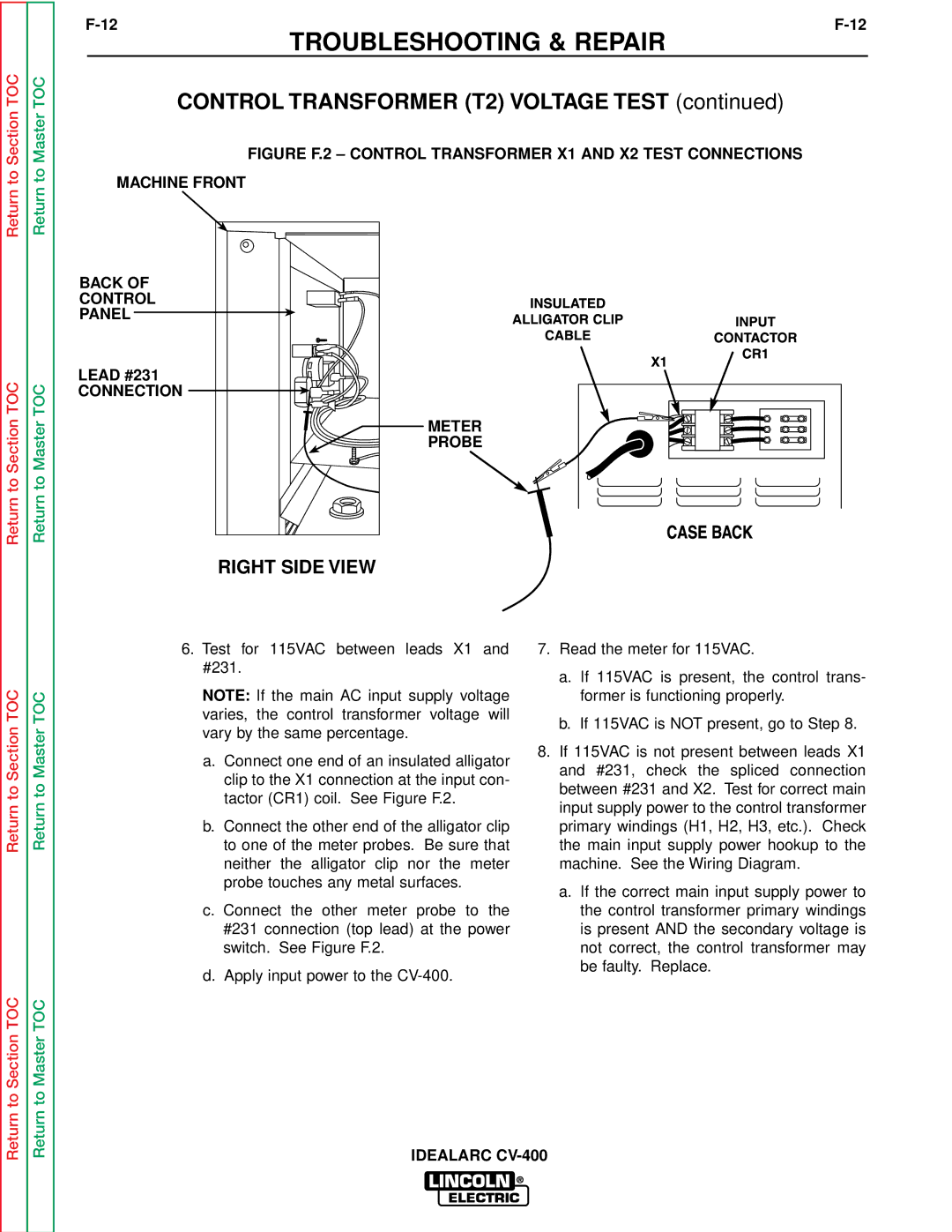 Lincoln Electric SVM136-A service manual Right Side View 