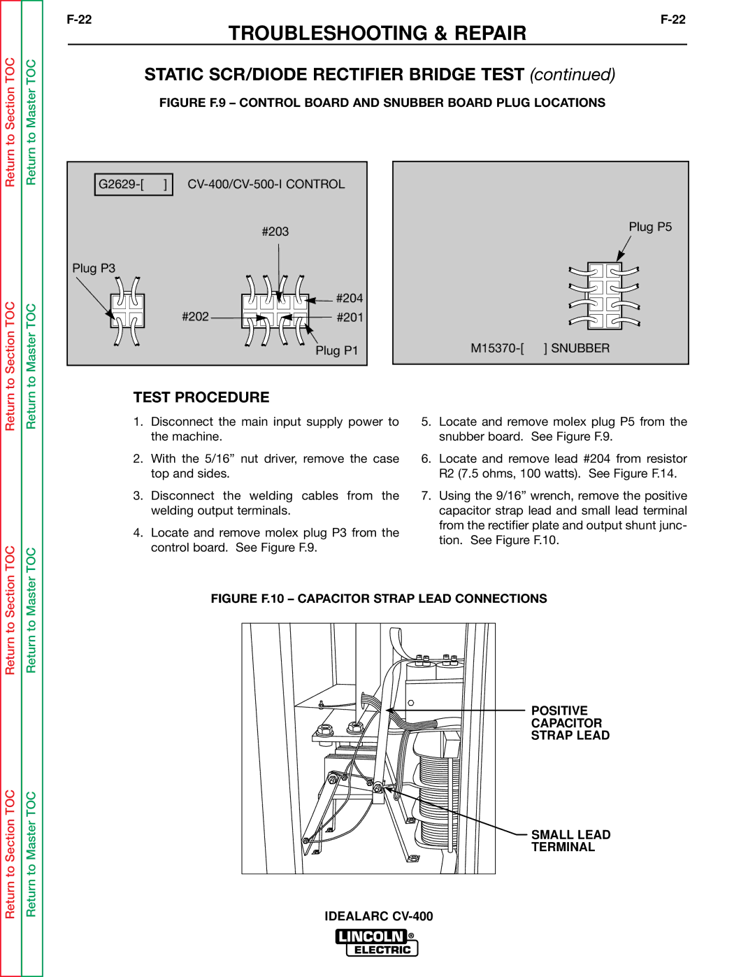 Lincoln Electric SVM136-A service manual Static SCR/DIODE Rectifier Bridge Test 