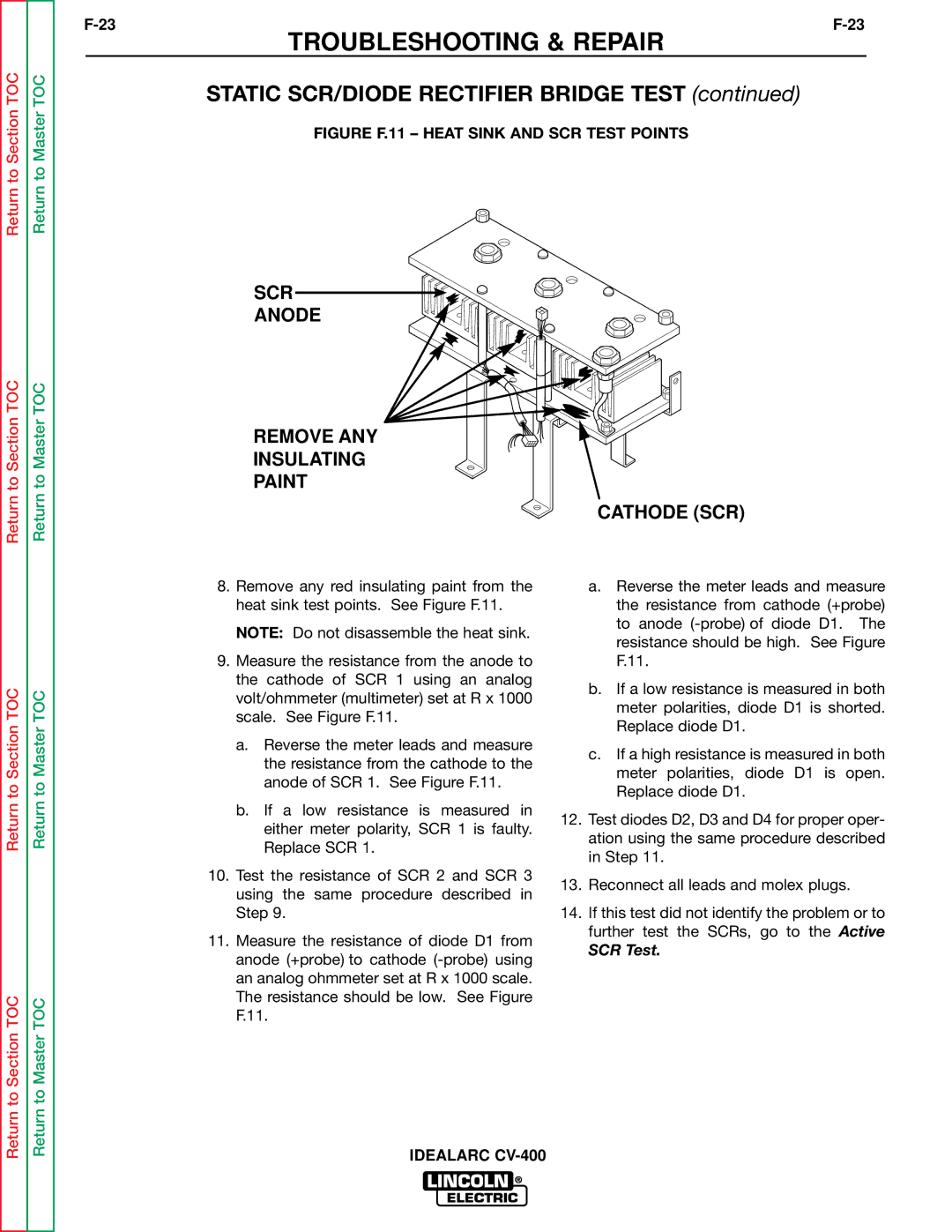 Lincoln Electric SVM136-A service manual SCR Anode Remove ANY Insulating Paint Cathode SCR 