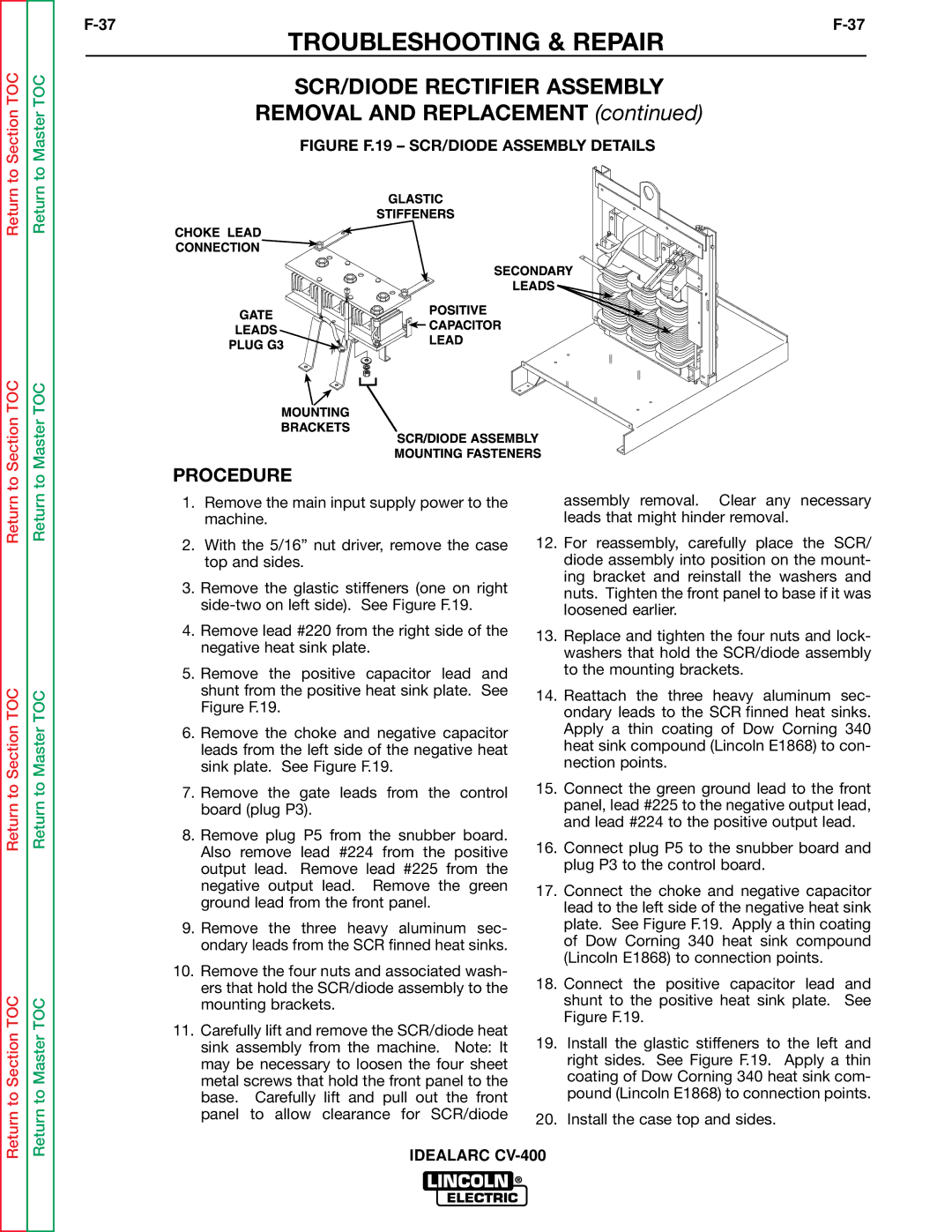 Lincoln Electric SVM136-A service manual SCR/DIODE Rectifier Assembly, Removal and Replacement 