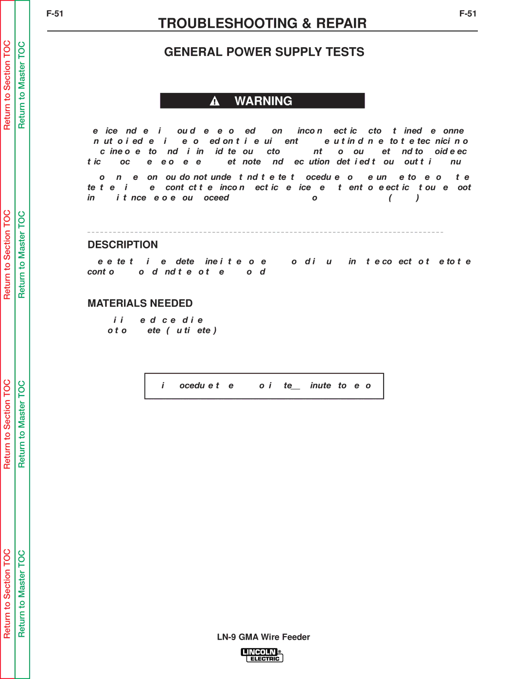 Lincoln Electric SVM138-A service manual General Power Supply Tests, Description 