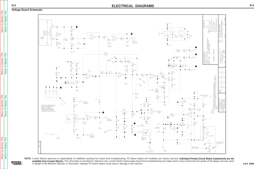 Lincoln Electric SVM138-A service manual Voltage Board Schematic, LN9, LN9F, LN9GMA, LN9FGMA 