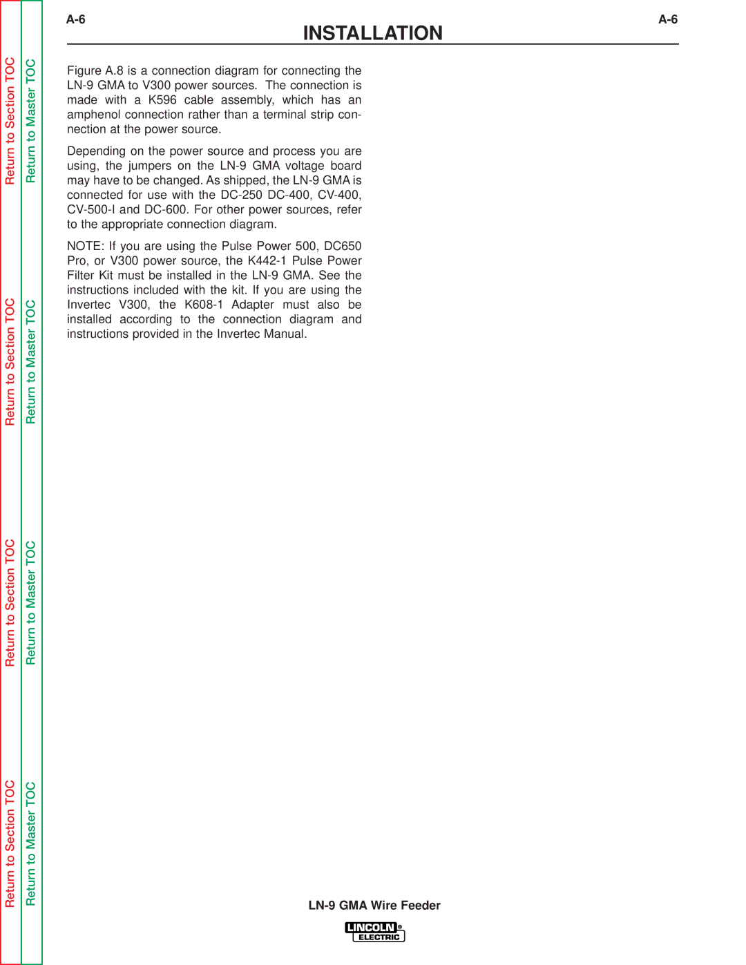 Lincoln Electric SVM138-A service manual Installation 