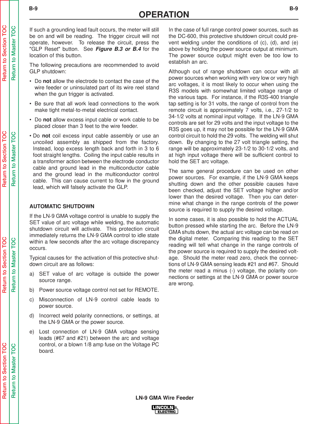 Lincoln Electric SVM138-A service manual Automatic Shutdown 