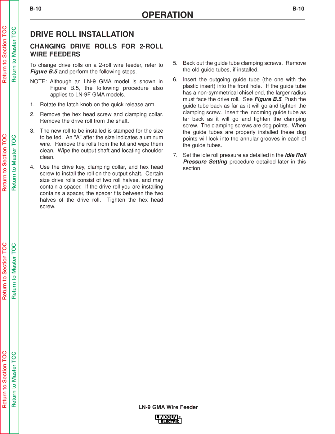 Lincoln Electric SVM138-A service manual Drive Roll Installation, Changing Drive Rolls for 2-ROLL Wire Feeders 