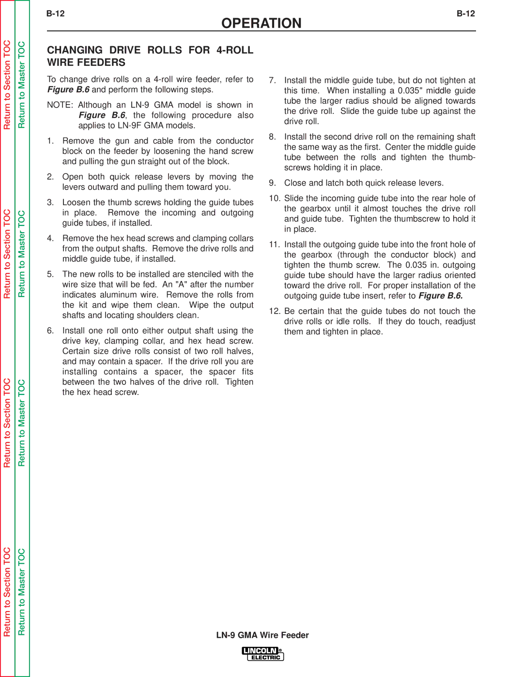 Lincoln Electric SVM138-A service manual Changing Drive Rolls for 4-ROLL Wire Feeders 