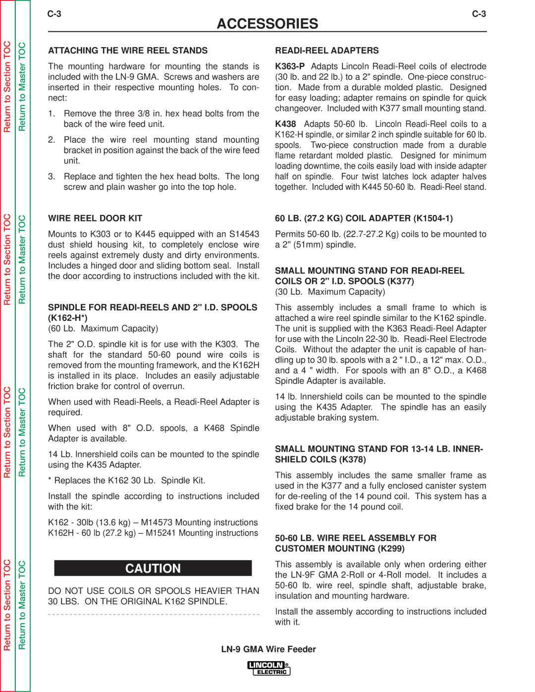 Lincoln Electric SVM138-A service manual Attaching the Wire Reel Stands, Wire Reel Door KIT, READI-REEL Adapters 