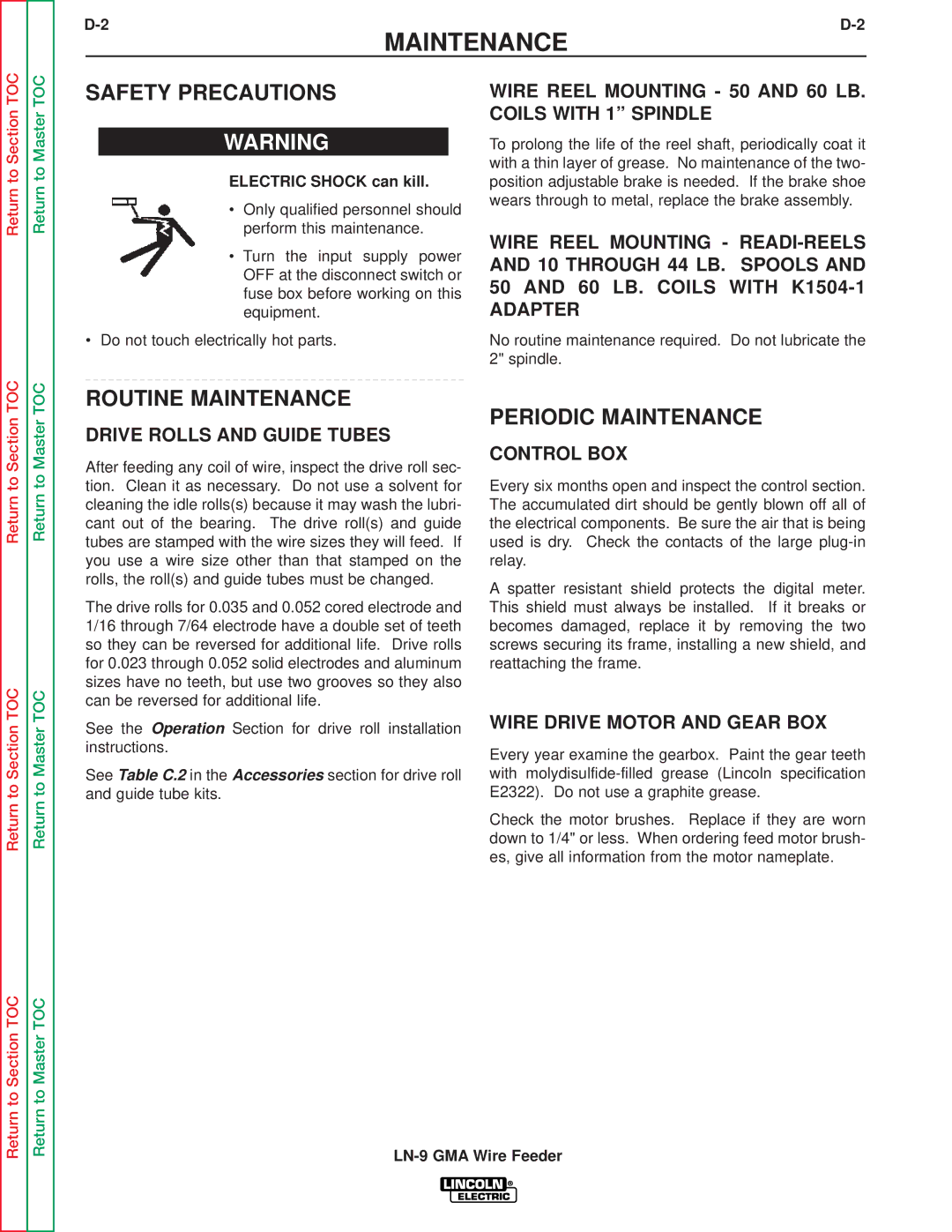 Lincoln Electric SVM138-A service manual Routine Maintenance, Periodic Maintenance 