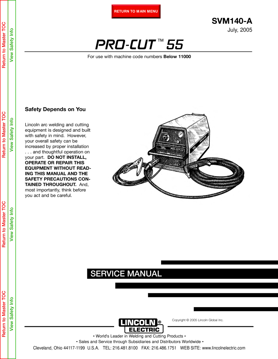 Lincoln Electric SVM140-A service manual Pro-Cut 