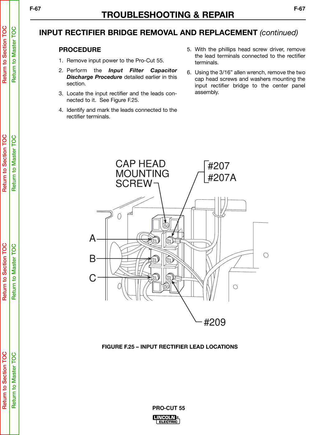 Lincoln Electric SVM140-A service manual Screw, Input Rectifier Bridge Removal and Replacement 