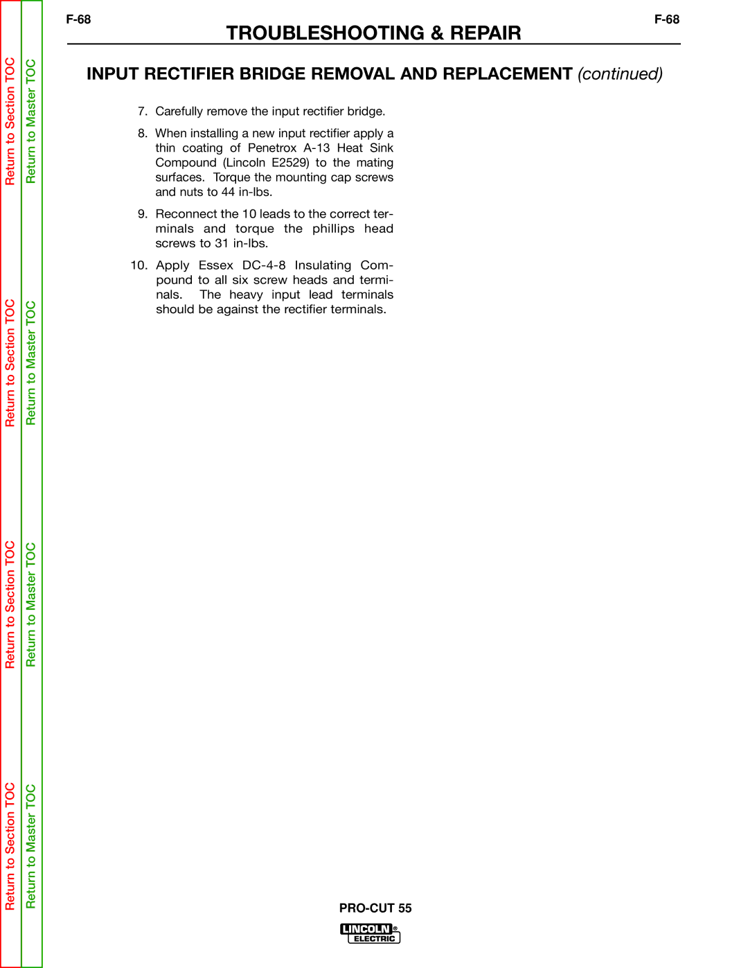 Lincoln Electric SVM140-A service manual Troubleshooting & Repair 