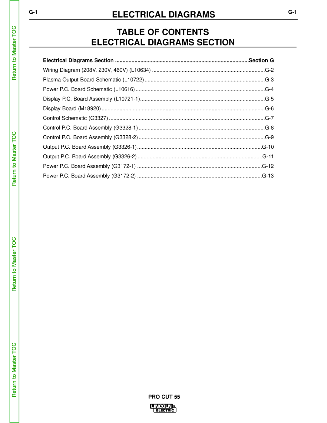 Lincoln Electric SVM140-A service manual Pro Cut 