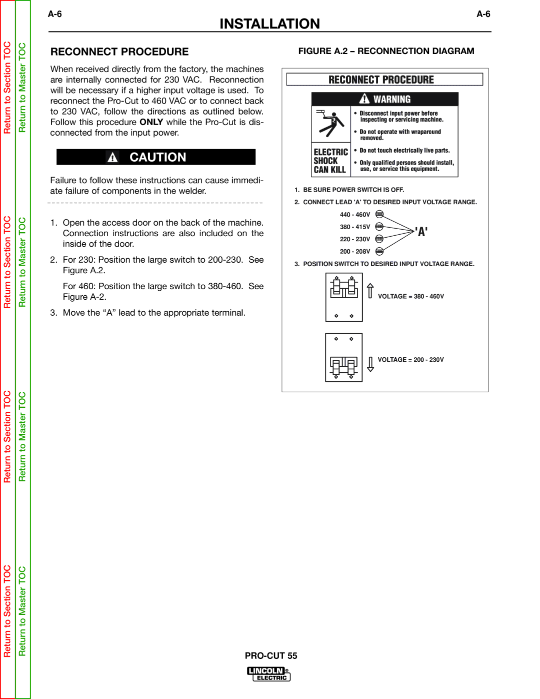 Lincoln Electric SVM140-A service manual Reconnect Procedure 