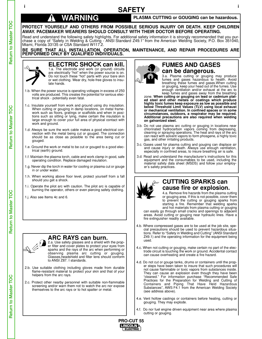 Lincoln Electric SVM140-A service manual Safety 