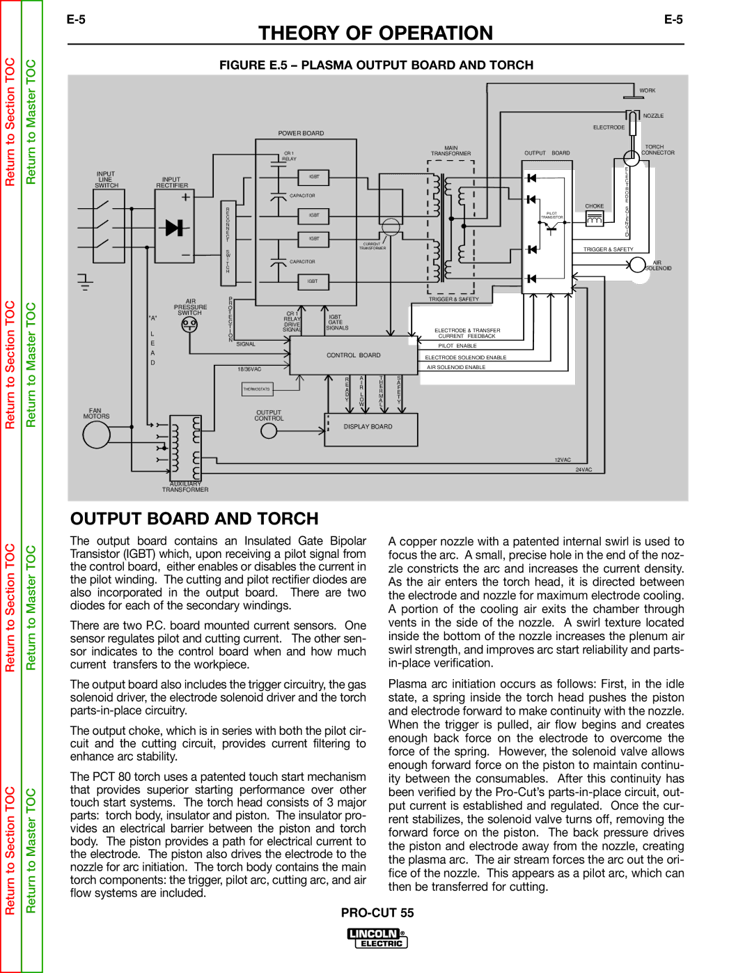 Lincoln Electric SVM140-A service manual Figure E.5 Plasma Output Board and Torch 