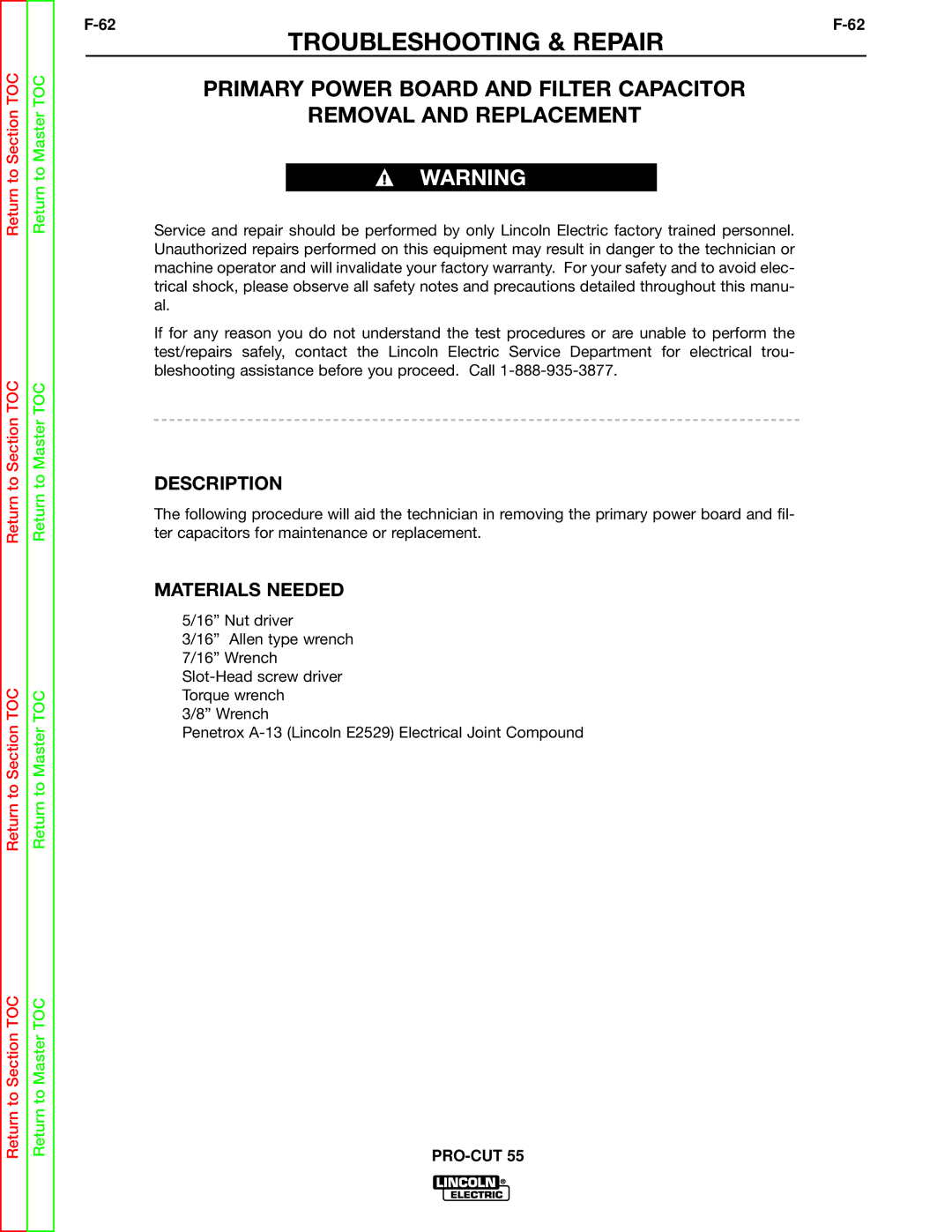 Lincoln Electric SVM140-A service manual Description 