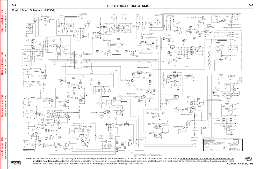 Lincoln Electric SVM141-A service manual Control Board Schematic G3358-2, OCI4 TRI3 MT2 