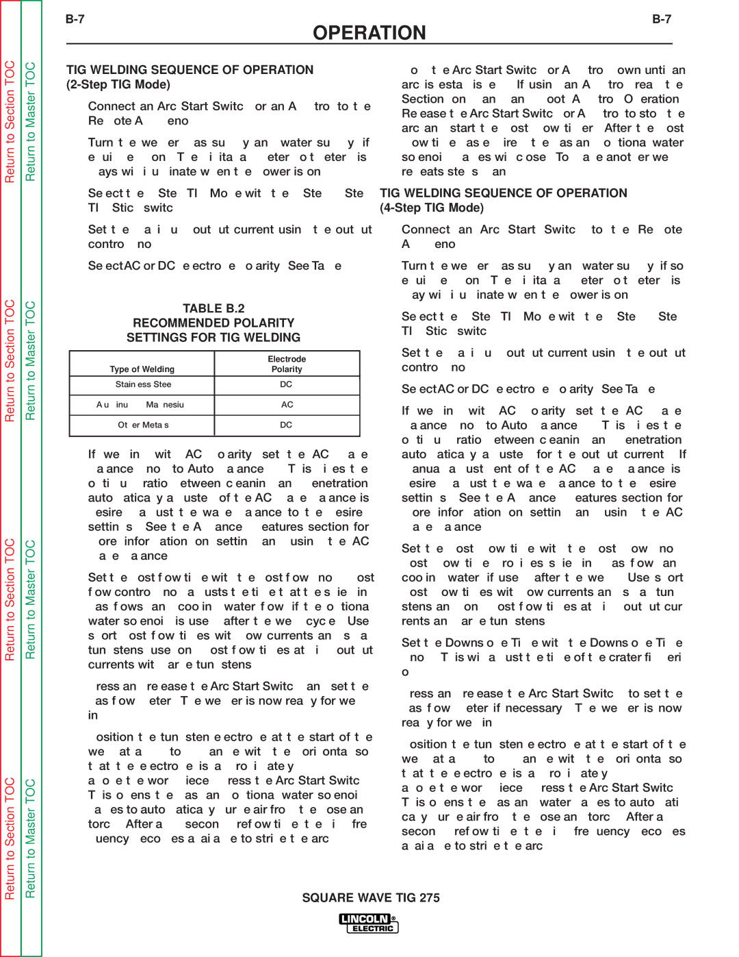 Lincoln Electric SVM141-A service manual TIG Welding Sequence of Operation 2-Step TIG Mode 