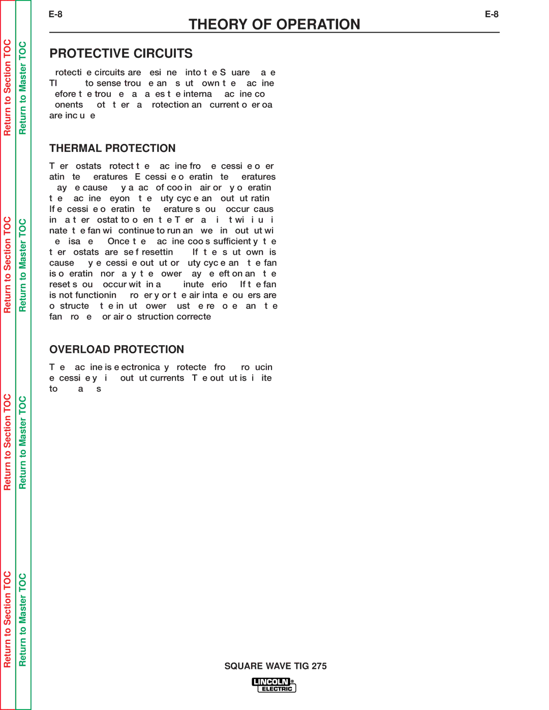 Lincoln Electric SVM141-A service manual Protective Circuits, Thermal Protection, Overload Protection 