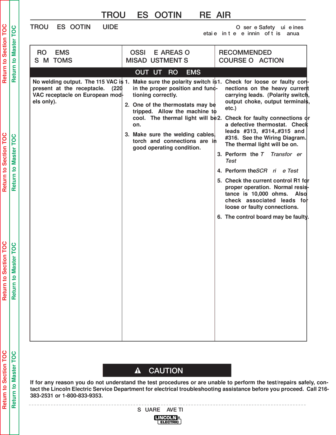 Lincoln Electric SVM141-A service manual Perform the SCR Bridge Test 