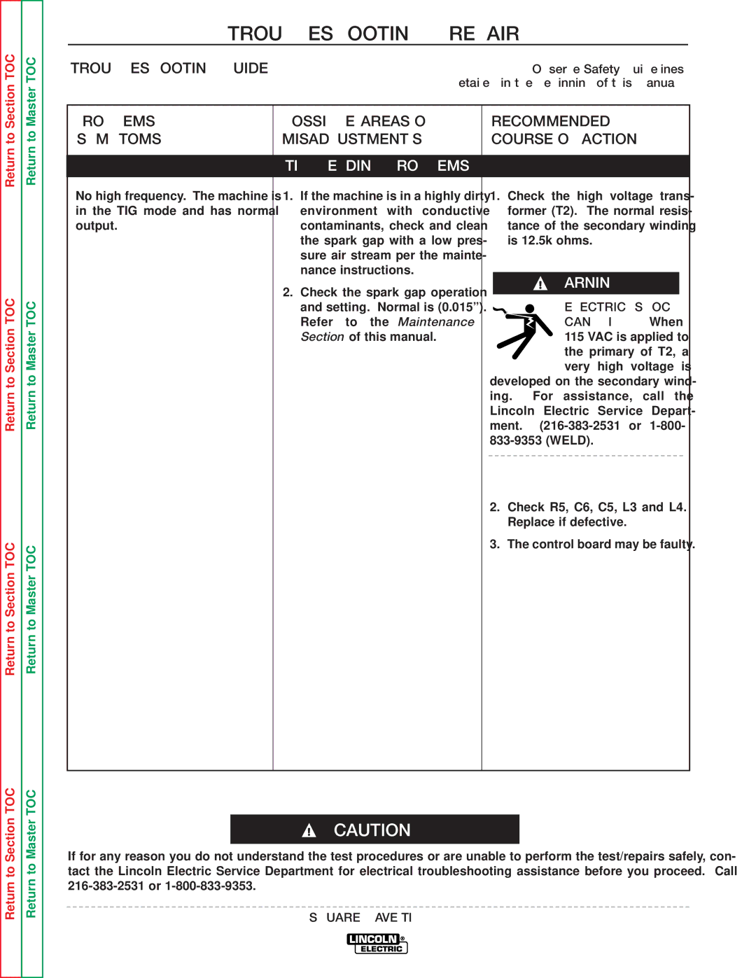 Lincoln Electric SVM141-A service manual Electric Shock, Can Kill 