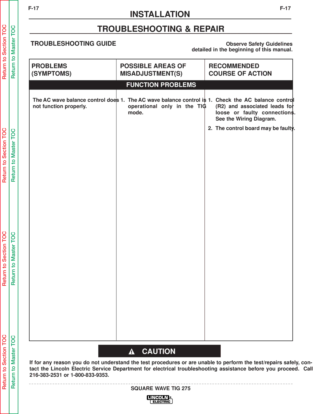 Lincoln Electric SVM141-A service manual Installation Troubleshooting & Repair 