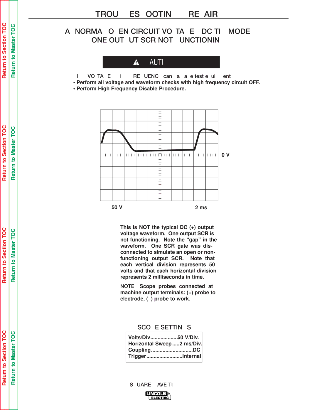 Lincoln Electric SVM141-A service manual 50 V/Div 