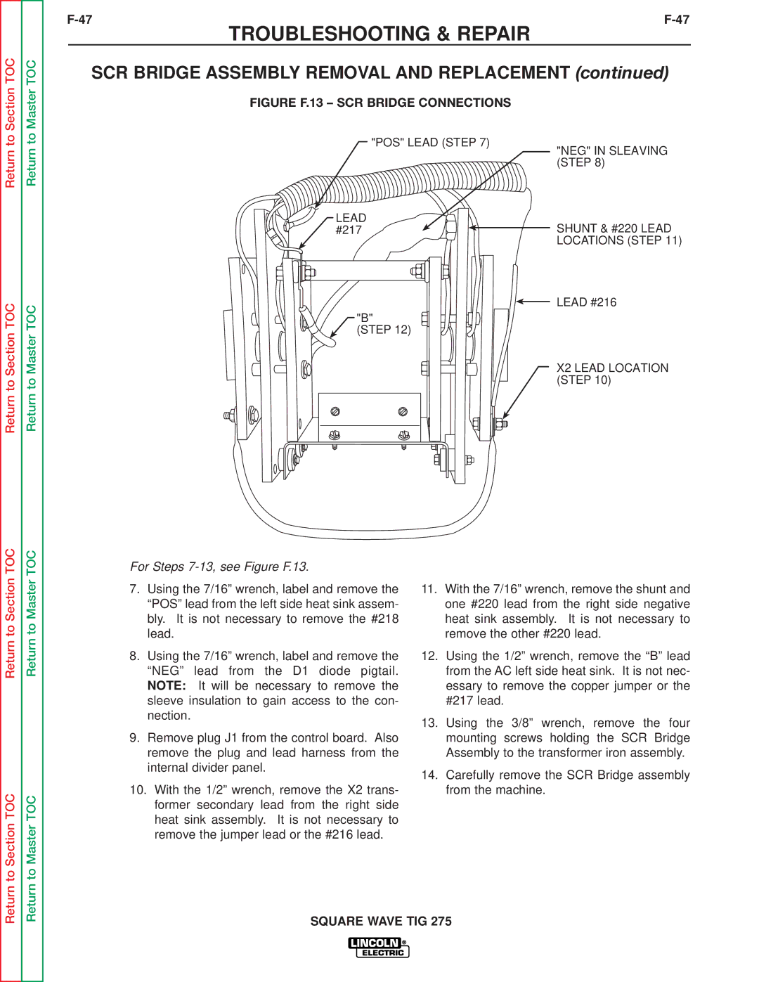 Lincoln Electric SVM141-A service manual Figure F.13 SCR Bridge Connections 