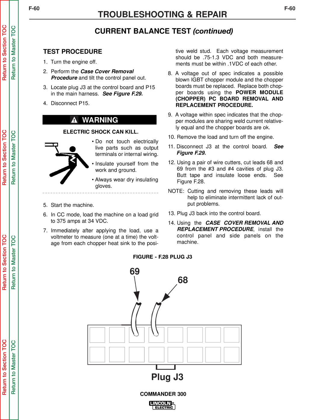 Lincoln Electric SVM145-B service manual Current Balance Test, Electric Shock can Kill 