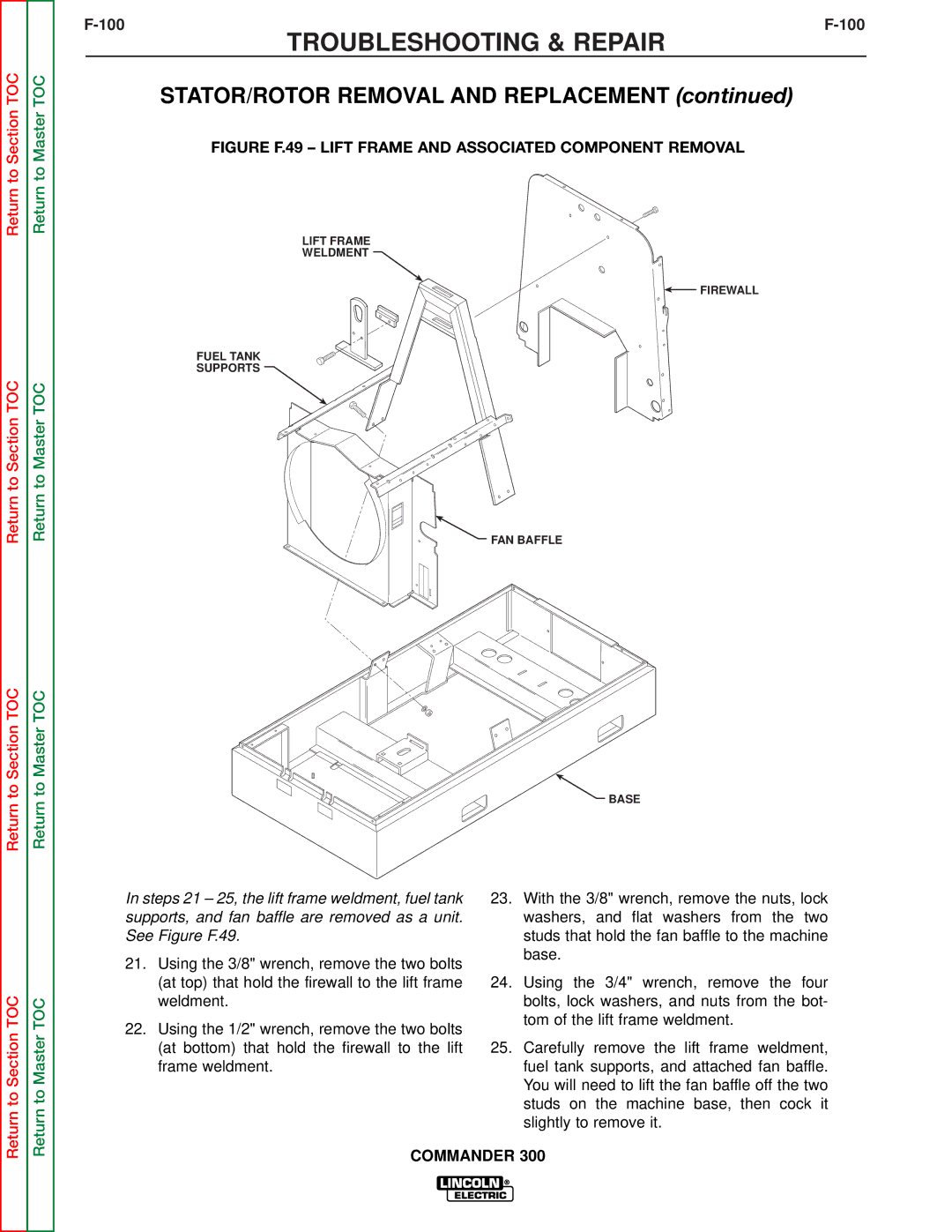 Lincoln Electric SVM145-B service manual Figure F.49 Lift Frame and Associated Component Removal 