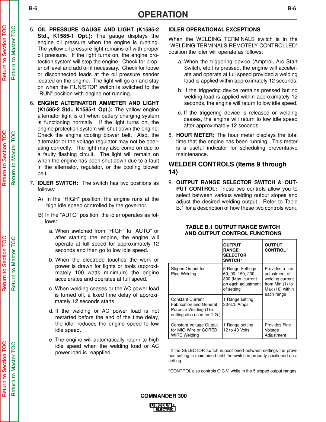 Lincoln Electric SVM145-B service manual Welder Controls Items 9 through 