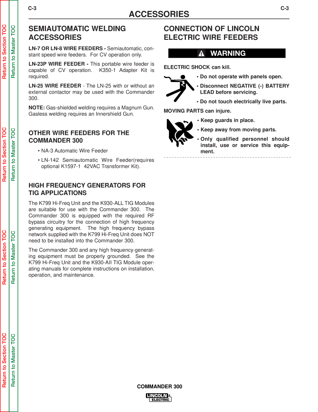 Lincoln Electric SVM145-B service manual Semiautomatic Welding Accessories, Connection of Lincoln Electric Wire Feeders 