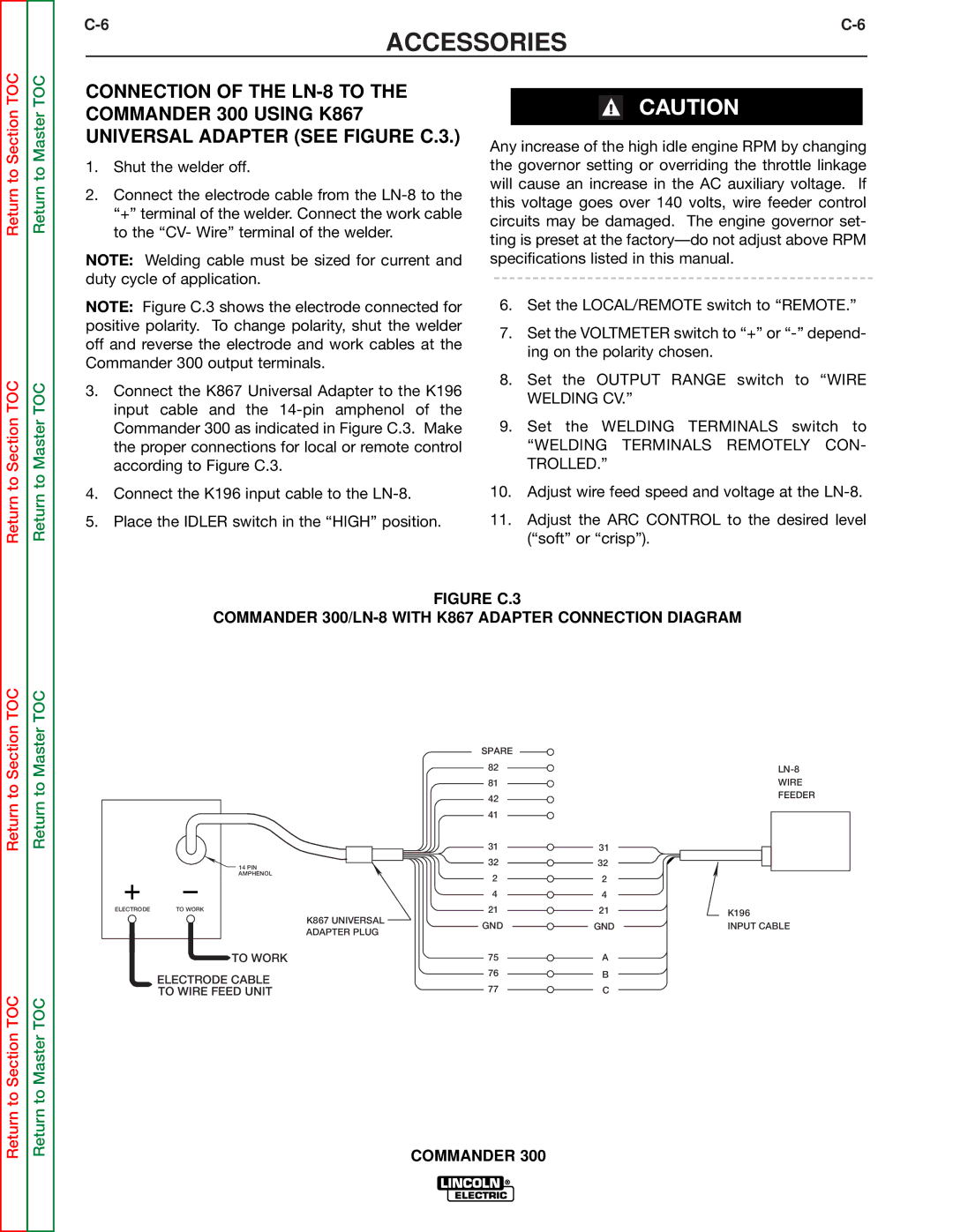 Lincoln Electric SVM145-B service manual K867 Universal Adapter Plug 