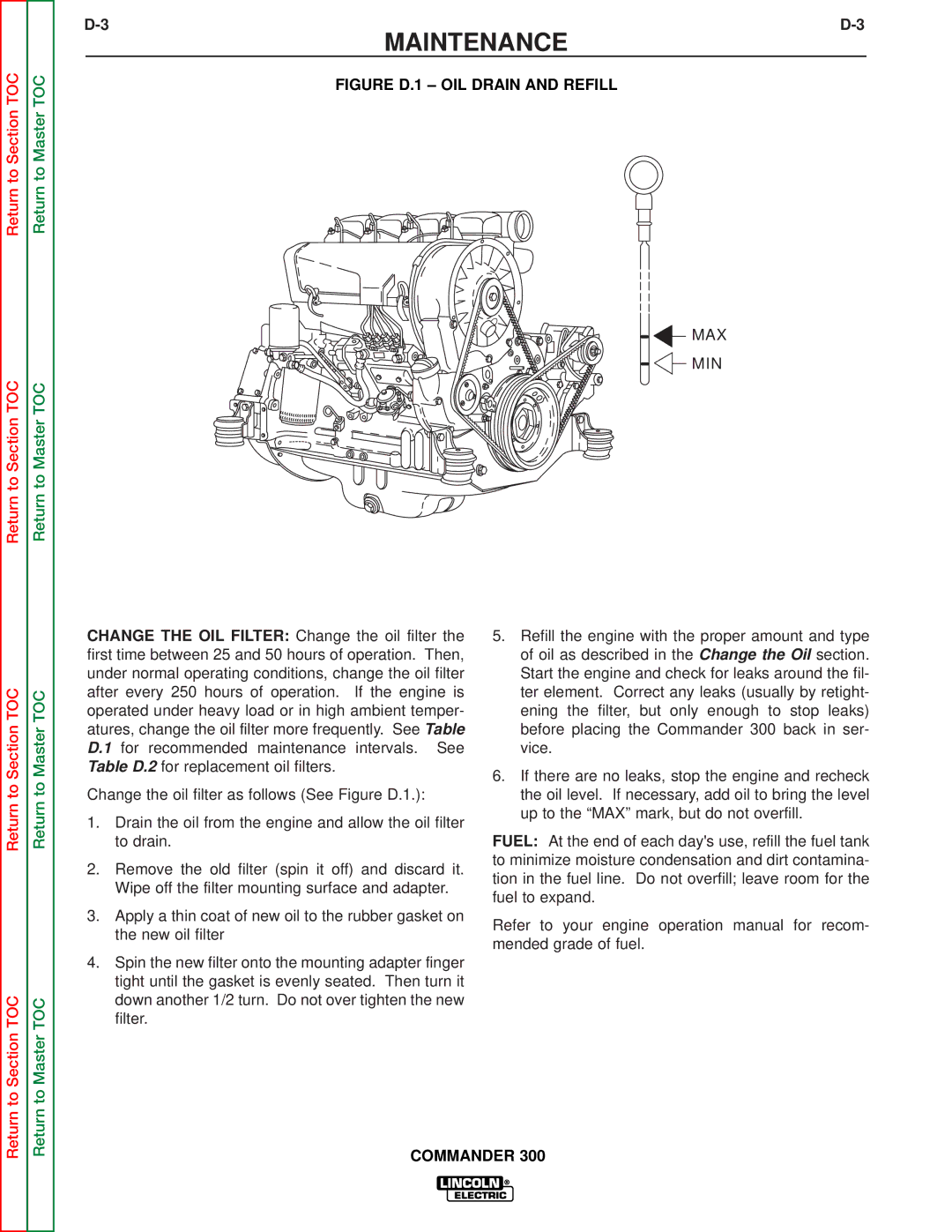 Lincoln Electric SVM145-B service manual Figure D.1 OIL Drain and Refill 