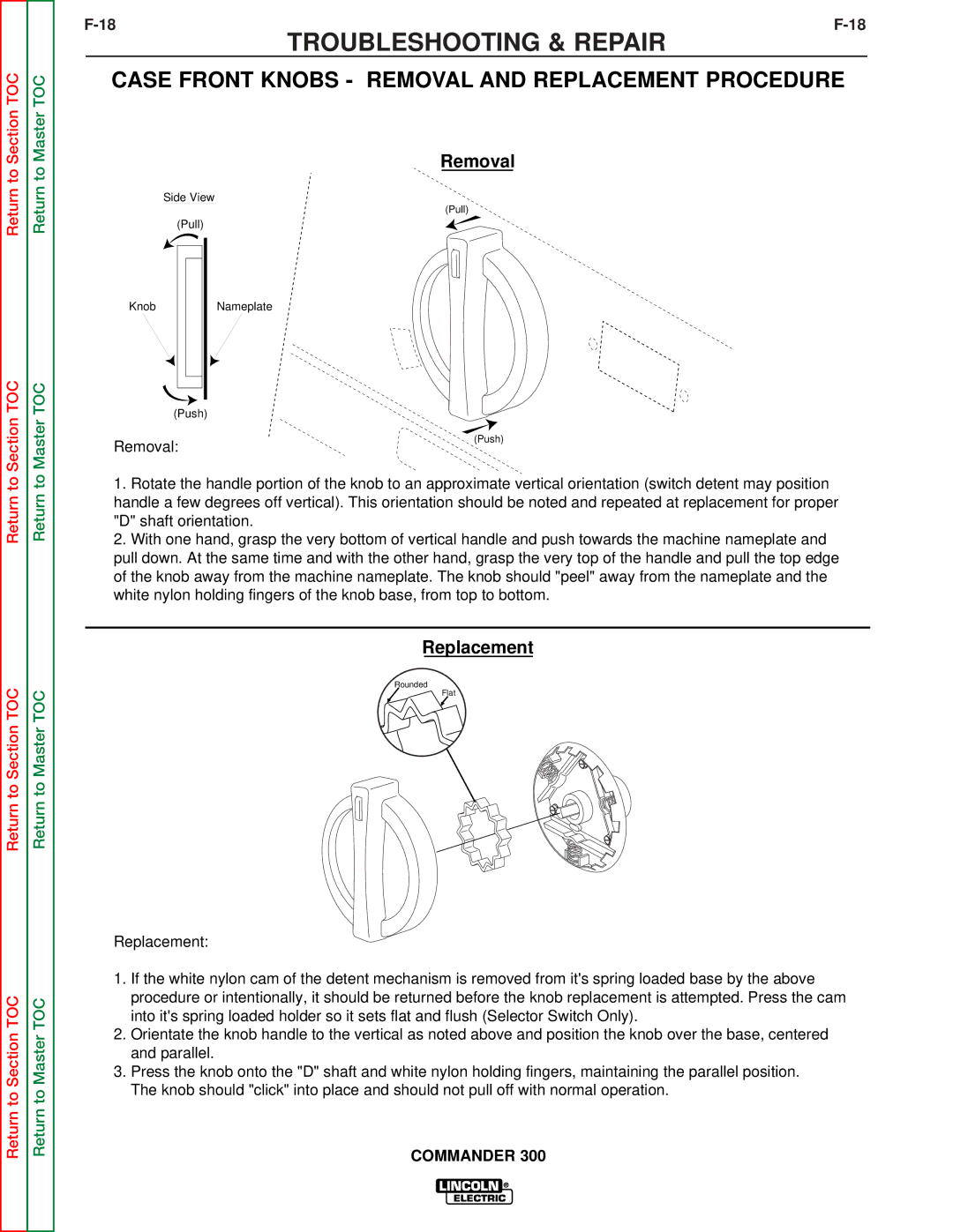 Lincoln Electric SVM145-B service manual Case Front Knobs Removal and Replacement Procedure 