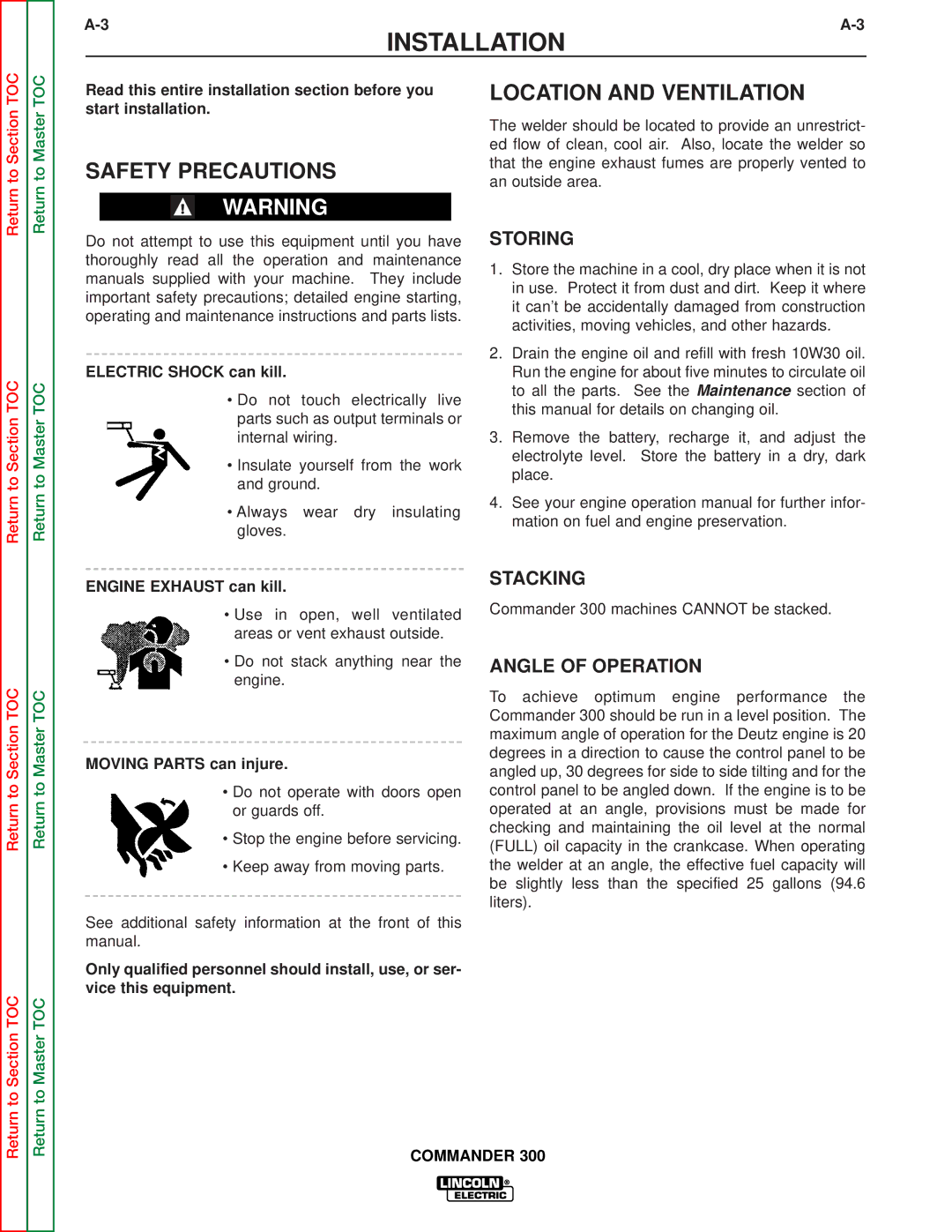 Lincoln Electric SVM145-B service manual Safety Precautions, Location and Ventilation 