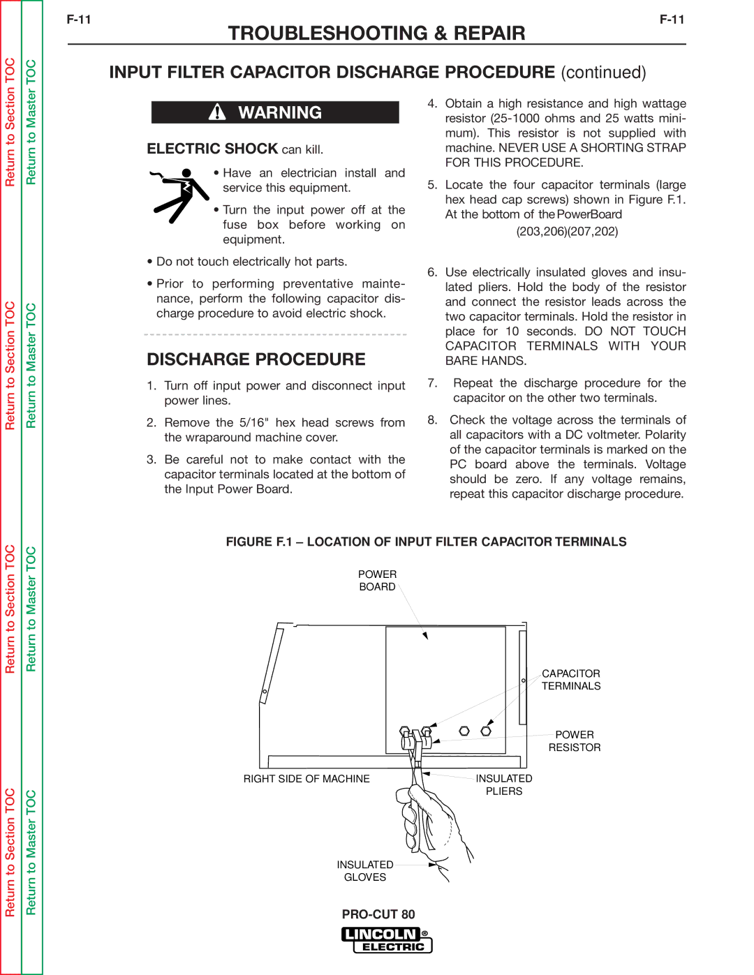 Lincoln Electric SVM146-A service manual Input Filter Capacitor Discharge Procedure 