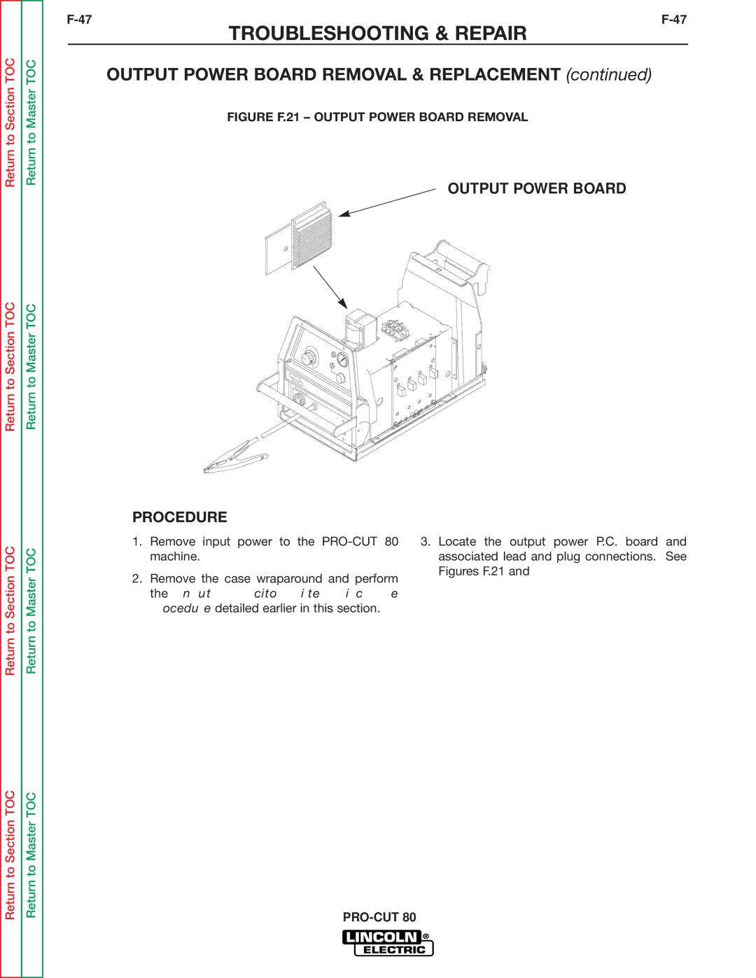 Lincoln Electric SVM146-A service manual Output Power Board Removal & Replacement 