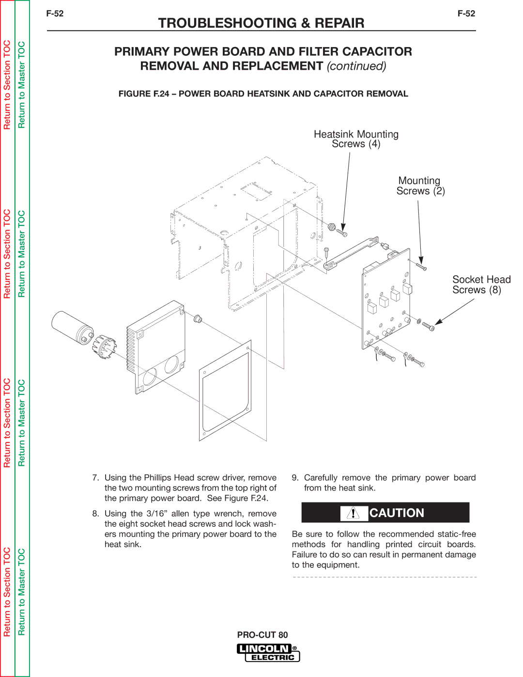 Lincoln Electric SVM146-A service manual Heatsink Mounting Screws Socket Head 