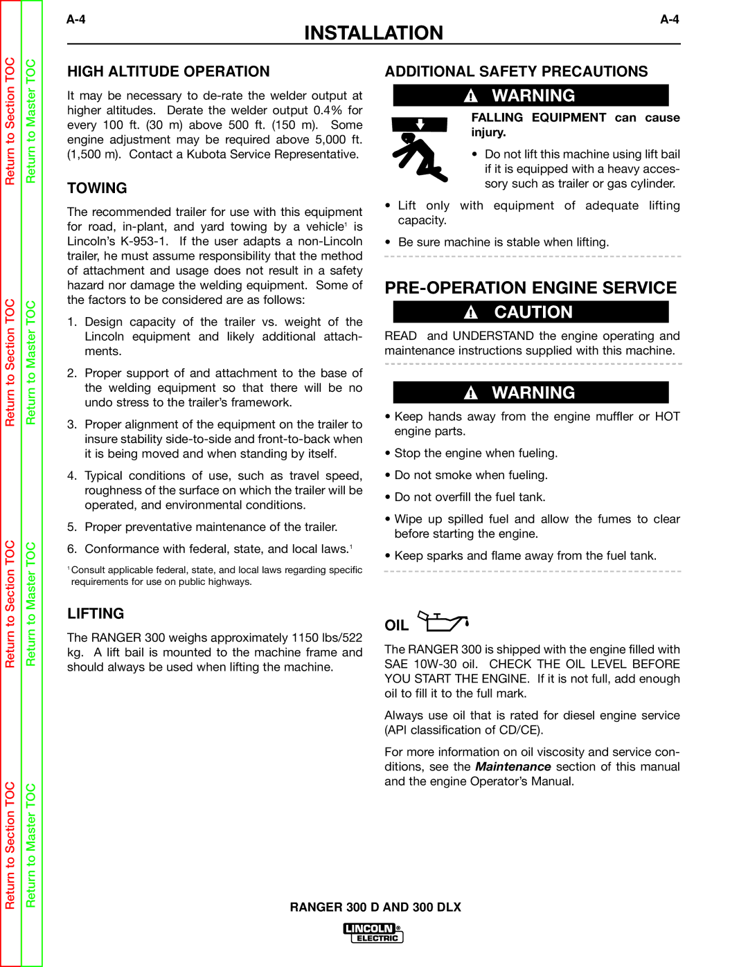 Lincoln Electric SVM148-B service manual PRE-OPERATION Engine Service 