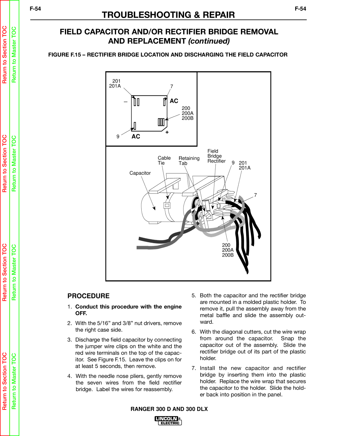 Lincoln Electric SVM148-B service manual Field Capacitor AND/OR Rectifier Bridge Removal, Replacement 