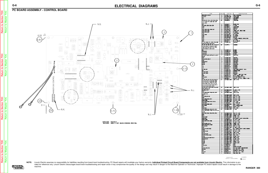 Lincoln Electric SVM148-B service manual PC Board Assembly Control Board 