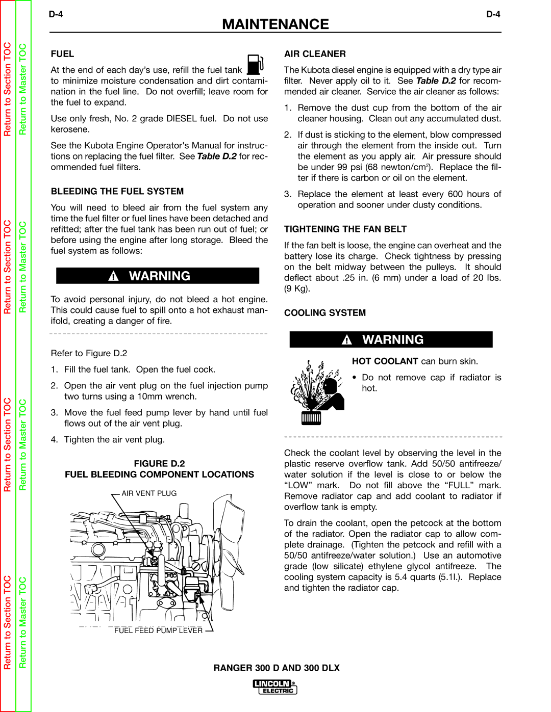 Lincoln Electric SVM148-B service manual Fuel Feedfuel Feedpumppumplever 