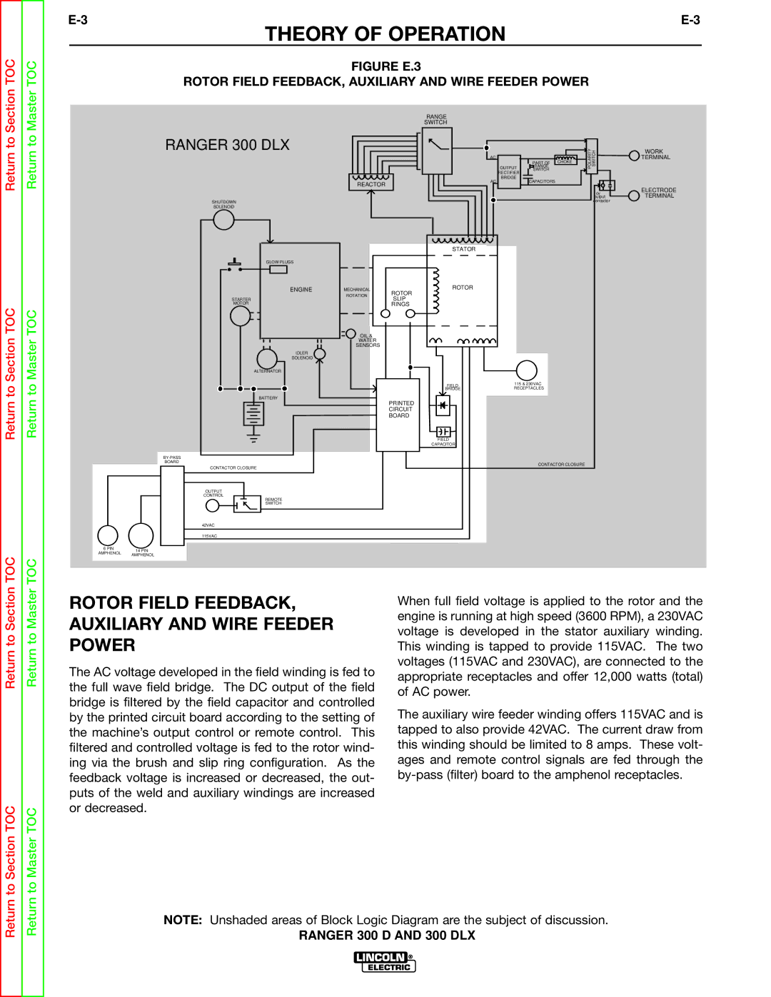 Lincoln Electric SVM148-B service manual Rotor Field FEEDBACK, Auxiliary and Wire Feeder Power 