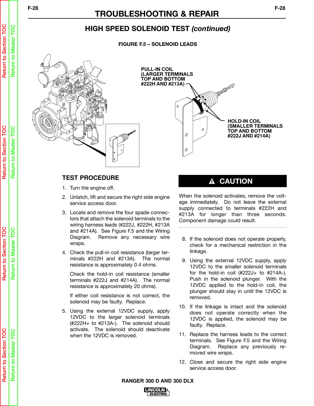Lincoln Electric SVM148-B service manual High Speed Solenoid Test 