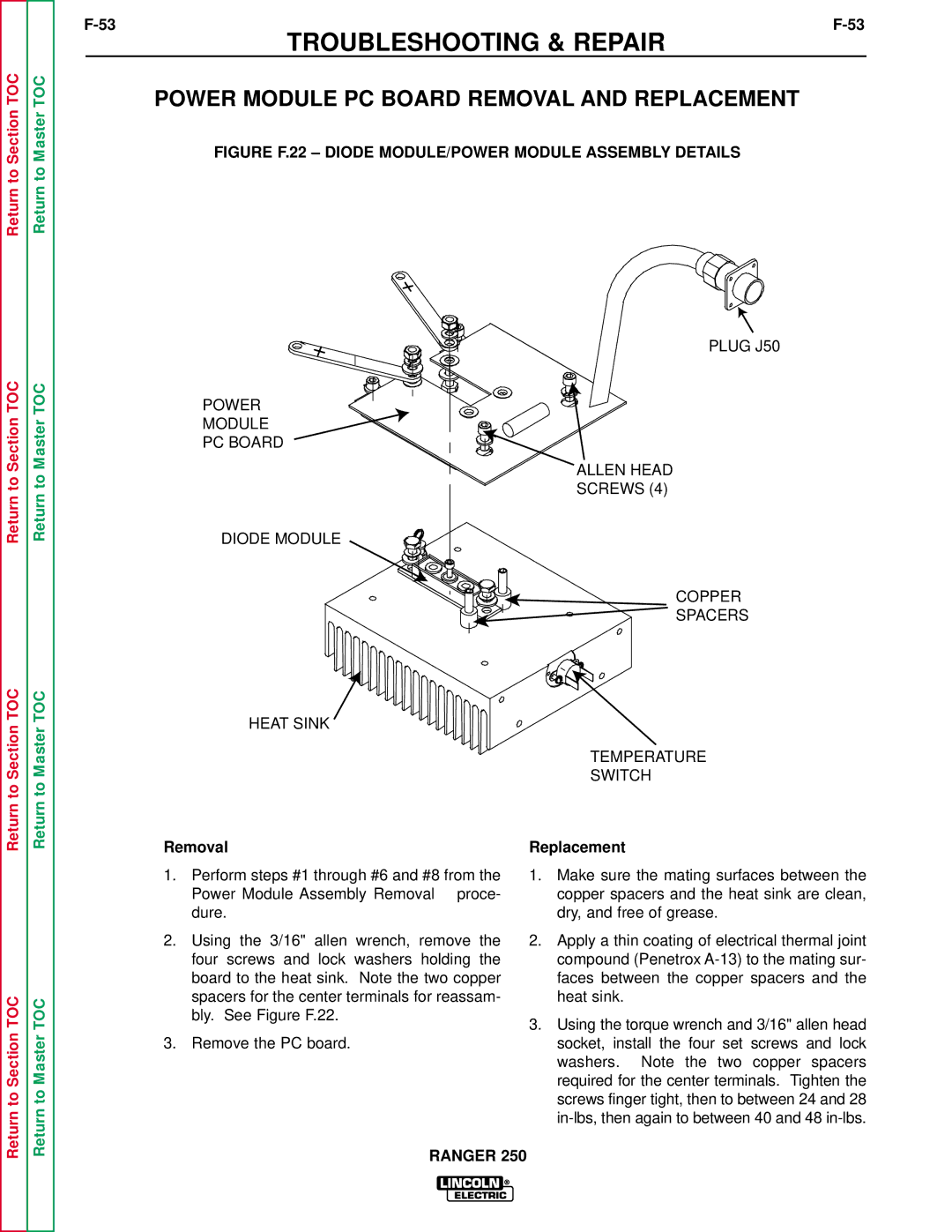 Lincoln Electric SVM150-A service manual Power Module PC Board Removal and Replacement 