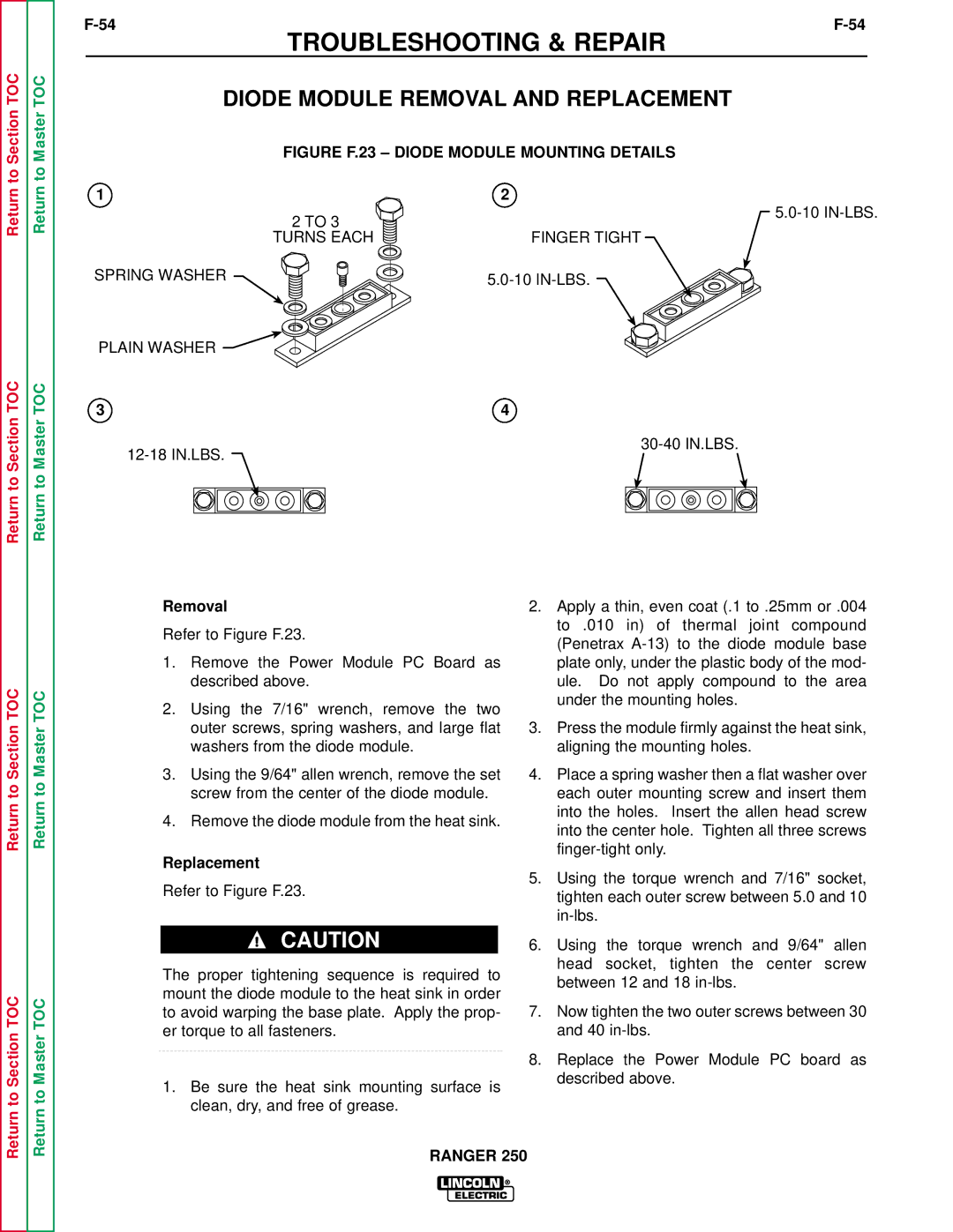 Lincoln Electric SVM150-A service manual Figure F.23 Diode Module Mounting Details 